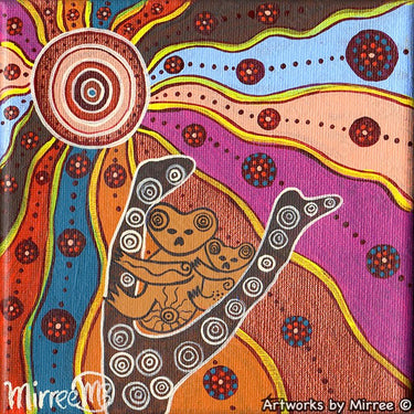 Koala and Baby Woodland Guardians Framed Canvas Print by Mirree Contemporary Aboriginal Art